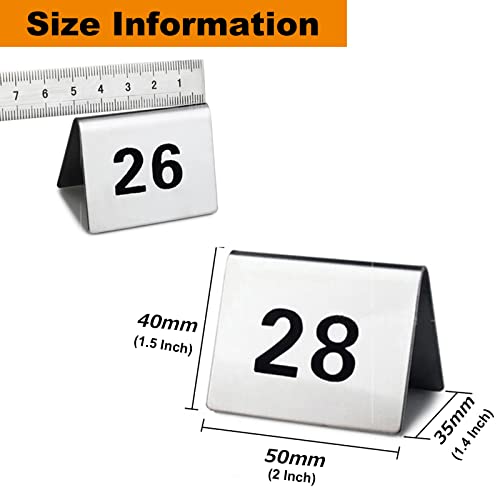 Numéros de table en acier inoxydable durables 5x4cm avec marquage double face 1-100