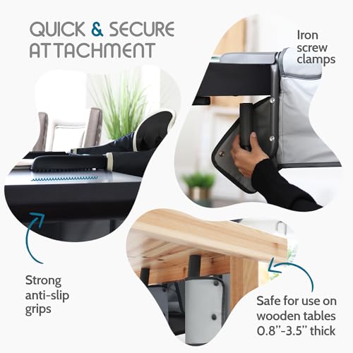 Image of Elegant Faux Leather Hook-On High Chair for Baby - Portable Baby Seat for Eating, Travel and Table Attachment