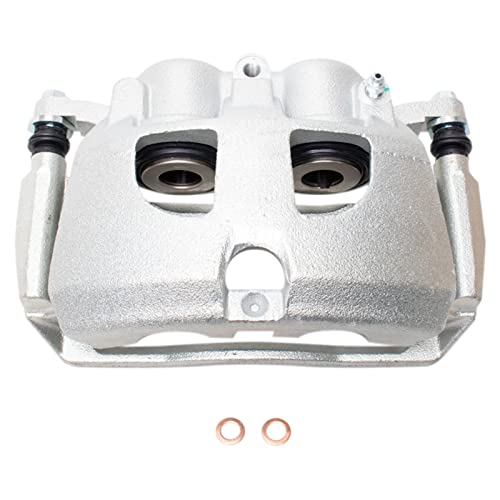 Image of TRQ Rear Performance Brake Pad, Caliper, & Rotor Kit Semi-Metallic Vented Premium G-Coated Compatible with 2012 Ram 1500