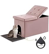 MEEXPAWS Cat Litter Box Enclosure Furniture Hidden Extra Large, Lift Design Lid Velvet Cat Washro...