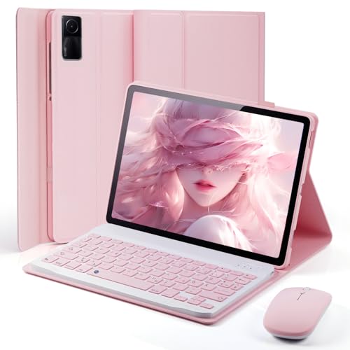 für Xiaomi Redmi Pad 2 (2025) 11 Zoll / Xiaomi Redmi Pad SE (2023) 11 Zoll Hülle mit aufladbarer kabellose Bluetooth Deutsche Tastatur (QWERTZ) und Maus Schutzhülle mit Stifthalter Keyboard case
