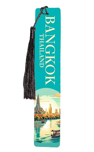 Bangkok Thailand Design AS Souvenir Wooden Bookmark with Tassel Single
