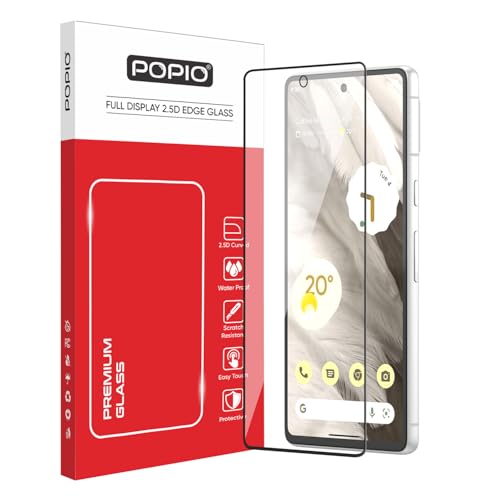 Image of POPIO Tempered Glass Screen Protector Compatible For Google Pixel 7 (Black) With Edge-To-Edge Protector Coverage And Easy Installation Kit For Smartphone