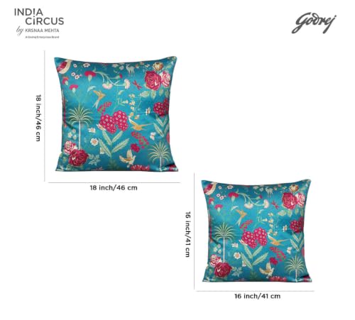 Image of India Circus by Krsnaa Mehta Chevron Safari Multicolor Satin Blend Cushion Pillow Covers Set of 5 (16 x 16 Inches)