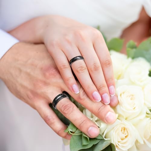 Image of THREE KEYS JEWELRY Tungsten Wedding Band Meteorite Inlay for Men Women
