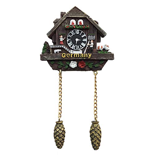Imán decorativo reloj cucú Alemania 3D para nevera miniatura 1
