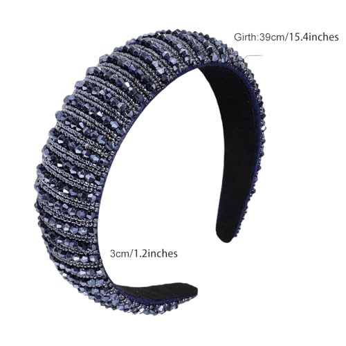 scicent Wide Headbands for Women Boho Fashion Hairbands Crystal Beaded Head Band with Padded Fabric Hair Bands for Girls 16412 - Image 2