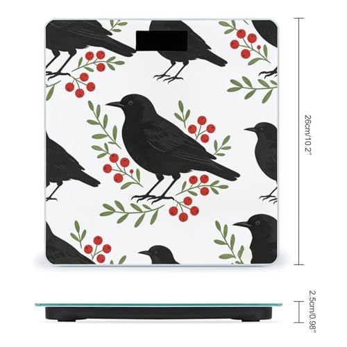 Báscula digital de baño con diseño Black Bird y vidrio templado miniatura 2