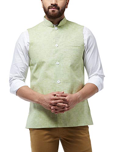 Image of Sojanya (Since 1958 Men'S Cotton Linen Blend Nehru Jacket