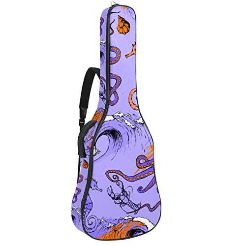 Octopus Seahorse Housse de transport rembourrée imperméable Oxford pour guitare avec bandoulière réglable - Les Beatles, Paul McCartney, John Lennon, RIngo Starr, George Harrison Octopus Seahorse Housse de transport rembourrée imperméable Oxford pour guitare avec bandoulière réglable