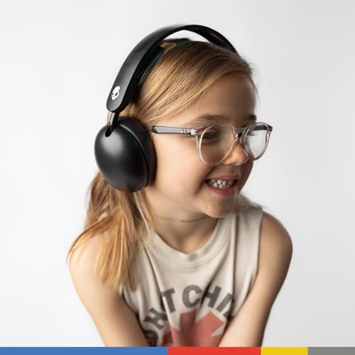 Image of Skullcandy Grom Wireless Headphones, Volume-Limiting Audio, Comfortable Over-Ear Fit, Designed for Kids 6+, Up to 45 Hours Battery, Backup 3.5mm AUX Cable Included with Built-in Microphone - Black