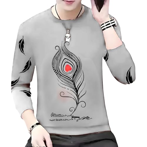 Image of Men Round Neck Cotton Blend Stylish Printed T-Shirt