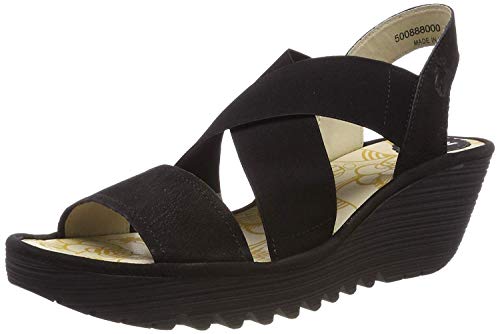 Fly London Women's Yaji888fly Open Toe Sandals, Black Black 000, 8 UK
