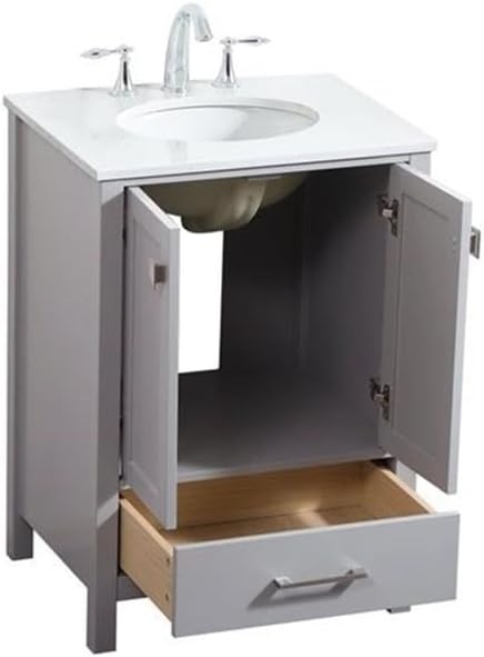 Elegant Decor Irene 24" Zinc Alloy and MDF Single Bathroom Vanity in Gray