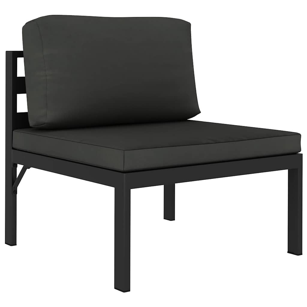 Set salotto da giardino 3 pezzi con cuscini in alluminio antracite - set divano modulare con cuscino imbottito per terrazza e giardino, mobili da esterno resistenti alle intemperie