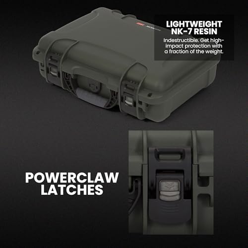 Image of NANUK 910 Hard Case with Customizable Cubed Foam, IP67 Waterproof, Dustproof and Impact Resistant, 14.3 inch x 11.1 inch x 4.7 inch, Rugged Construction for Ultimate Protection, Made in Canada - Olive
