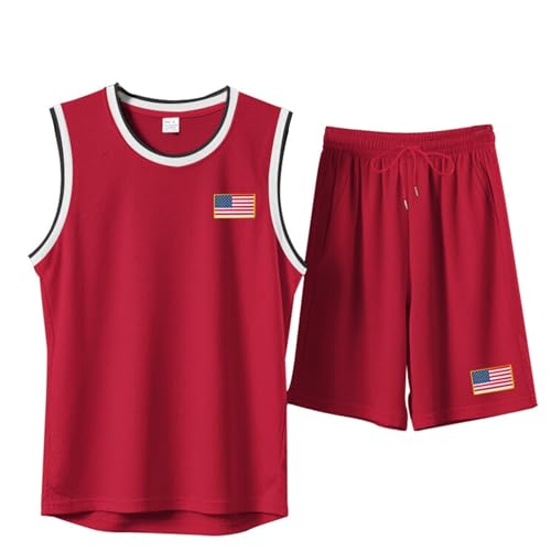 Generisch Camiseta de baloncesto para hombre, camiseta de baloncesto, pantalones cortos, conjuntos de deportes, sin mangas, ropa deportiva, regalos para hombre, chándales sueltos, transpirables