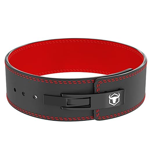 Powerlifting Belt/Weight Lifting Belt PRO - 10mm Lever Buckle - 4-inch Wide Suede Leather - Power Back Support for Weightlifting, Strength Training, Strongman, Gym and Fitness (Medium, Black/Red)