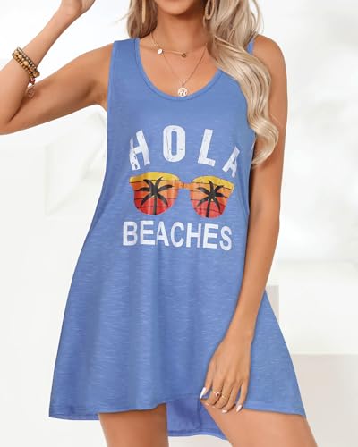 Image of elescat Womens Swimsuit Cover Up Summer Sleeveless T Shirt Beach Dress Tank Bikini Coverups 2026