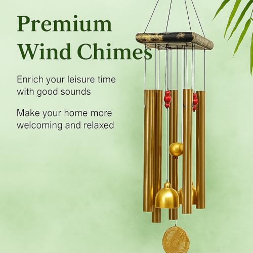 Image of Soothing Wind Chimes for Home Decor - Positive Energy Chimes for Bedroom, Balcony, Garden, Living Room | Ideal Gift for Rakhi, Housewarming, Couples, Brother, Sister |2 Relaxing Sound