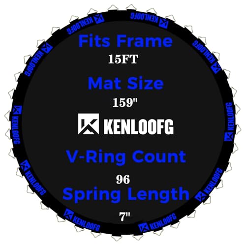 KENLOOFG Trampoline Mat Replacement with Jacquard Webbing,Fits 15ft Round Frame (96 V-Hooks, 7