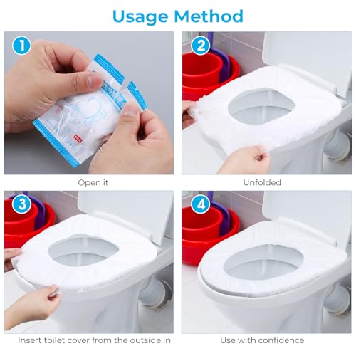 100 Pack Disposable Toilet Seat Cover, Portable Travel Toilet Seat Covers for Adults and Kids Potty Training Waterproof Non-Woven Fabric, Individual Package Mats for Travel Hotel Hospital