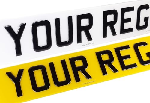 Number Plates | 3D Gel UK Legal | Gloss Black Letters | Borders | Badges (Front Plate)