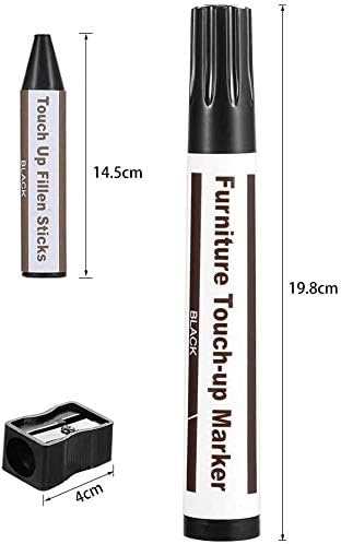 YCZ Furniture Repair Kit,Wood Touch Up Pens,Laminate Scratch Repair,Wax Sticks for Wood Repair,Furniture Markers Touch Up,Set of 17-Markers and Wax Sticks with Sharpener Kit for Furniture Repai