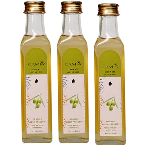 Image of CAMIA - Organic Cold Pressed Olive Oil for Skin & Hair | Natural Skincare & Hair Treatment | Strengthen Hair Roots & Deeply Moisturizes Skin | 750 ML Glass Bottle