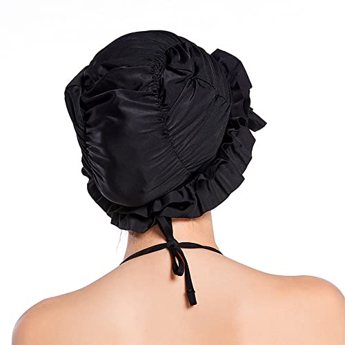 Women Swim Bathing Cap Vintage Elastic Swim Turban Retro Ruffles Swimming Hat Pool Party Ruffles Beanie Cap Non-Waterproof #TOP3