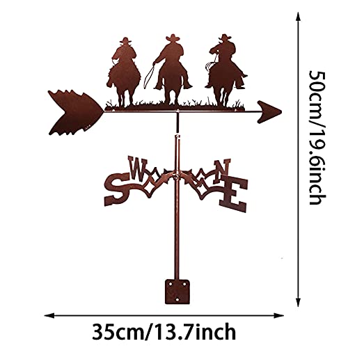 Varaka Three Cowboy Figurine Weather Vane Metal Weathervane With Anti-Rust Coating Practical Wind Direction Indicator Farm Scene Home Outdoor Garden Crafts Ornament #TOP3
