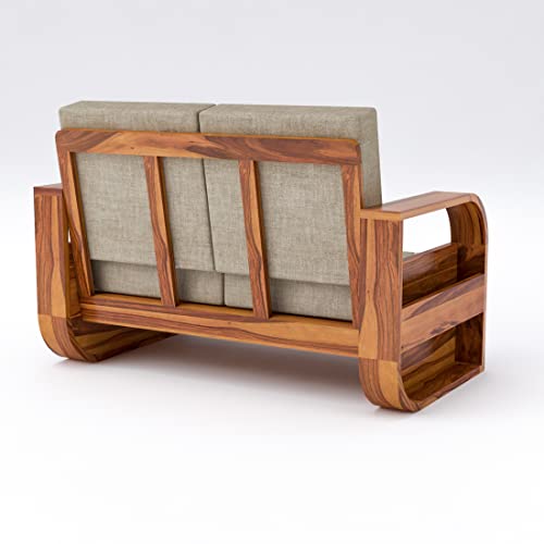 Image of Douceur Furnitures Solid Sheesham Wood 2 Seater Sofas | Two Seater Sofa for Living Room, Cafe, Office | (Design-5)
