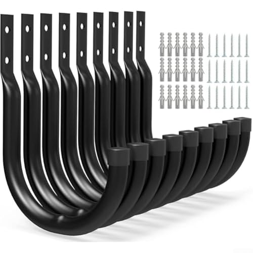 Juego de 9 ganchos trapezoidales de pared para garaje, taller y cobertizo, soporte para bicicletas, escaleras y equipos grandes