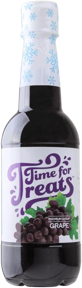 TIME FOR TREATS Flavored Syrup for Snow Cones, Homemade Sodas, Cocktails, Coffee, Baking and More 16.9 Fluid Ounce Bottle (Grape)