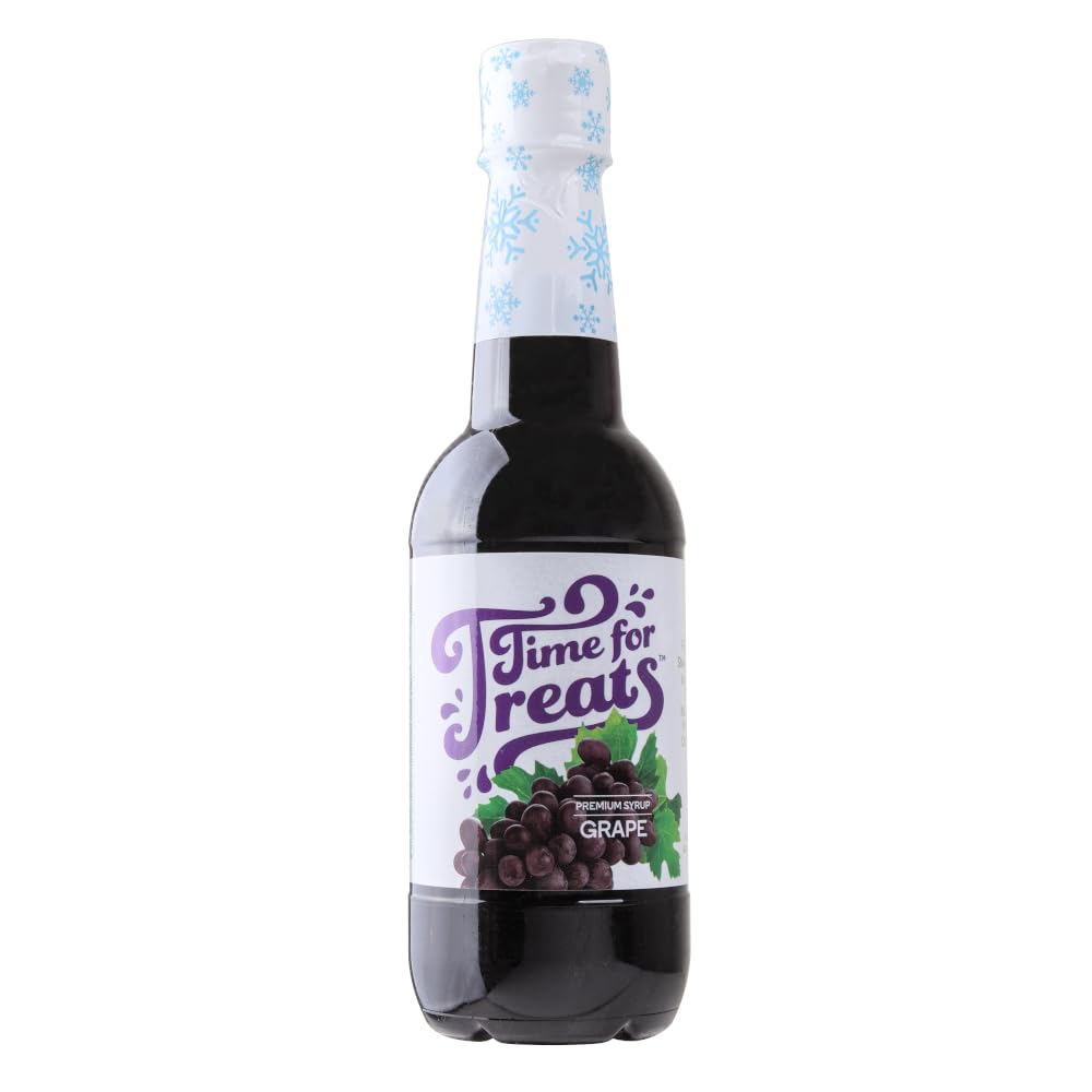 TIME FOR TREATS Flavored Syrup for Snow Cones, Homemade Sodas, Cocktails, Coffee, Baking and More 16.9 Fluid Ounce Bottle (Grape)