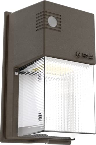Lithonia Lighting 7' Mini LED Wall Pack Outdoor Light Fixture, 3-Way Selectable CCT 3000K/4000K/5000K, Adjustable Lumens, Dusk to Dawn Photocell, MVOLT, Bronze (TWS LED ALO SWW2 MVOLT PE DDB M2)