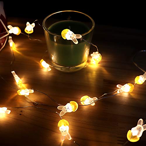 Guirnalda de luces LED conejito 10 pies 30 LEDs blanca cálida miniatura 5