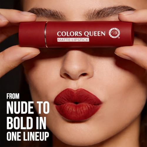 Image of Colors Queen Lippie Creamy Matte Lipstick | Single Swipe Application, Long Lasting & Highly Pigmented | Lightweight Lipstick for Women Infused with Jojoba Oil and Vitamin E (01 - Red Aurora, 5g)