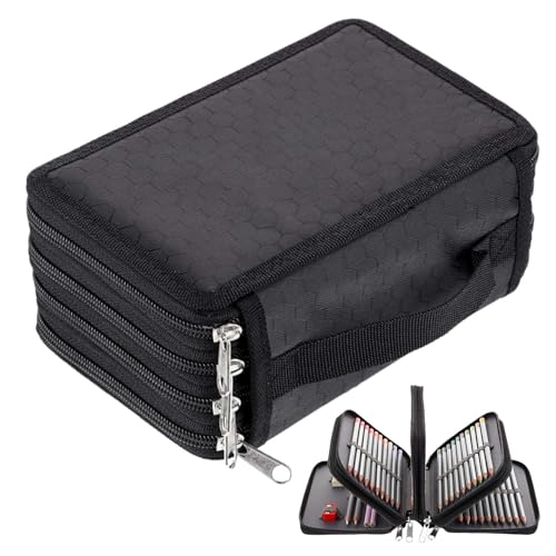 72 Ranuras portalápices Caja de lápiz de Estudiantes Organizador Estuche Escolar de Caso Lapices de Colores Lápiz Bolsa de Arte Dibujo Estuches Escolares Pencil Case para Estudiantes (Negro)