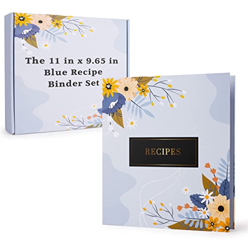 Binder For Recipes 11X9.65 In- Hardcover Recipe Organizer Binder - Personalized 3 Rings Cookbook - 12 Dividers, 40 Recipe Cards 5X7 In, Full And Half Page Protectors - Create Family Recipe Journal #TOP5