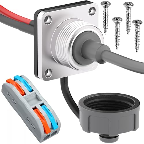 SOTOFY Waterproof RV Wall Pass Through Kit for Starlink Mini, Aluminum DC Cable Passthrough Female Socket, Recessed Power Connector Camper, Truck, Van, Boat, Battery Box (Plastic Cover)