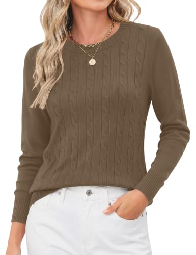 Image of Rapbin Women's Contrast Trim Knit Sweater Long Sleeve Crew Neck Pullover | Color Block Soft Lightweight Regual fit,Business Casual Work,Fashion Versatile Fall Spring Outfits,Winter Layer Clothing