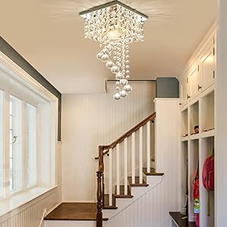 FRIXCHUR Crystal Chandelier Modern Ceiling Light Square Flush Mount Ceiling Lighting Raindrop Pendant Light Fixture for Bedroom Dinning Room Living Room Hallway Kitchen, E27 Base (MC008)