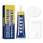 KEORHEZ Kit Riparazione Piscina, Kit Riparazione Gonfiabili, Contiene Adesivo (60 Ml), Toppe per Piscina (10 Pezzi) E Un Raschietto, per Materassi Ad Aria, Salvagenti, ECC
