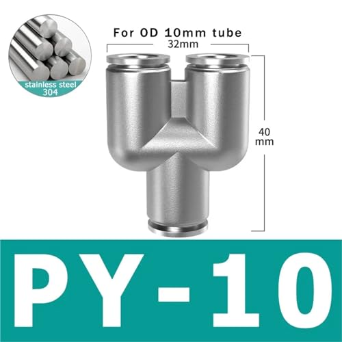 Raccord rapide 8 mm pour tube pneumatique PU et PE, connecteur inox 10 pièces