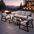 KEIKI 4-Piece Aluminum Patio Conversation Sofa Couches Set with Coffee Table, Outdoor Furniture for Backyard Garden Deck Porch Balcony Poolside, All-Weather Heavy Duty UV Resistant Furniture, Grey