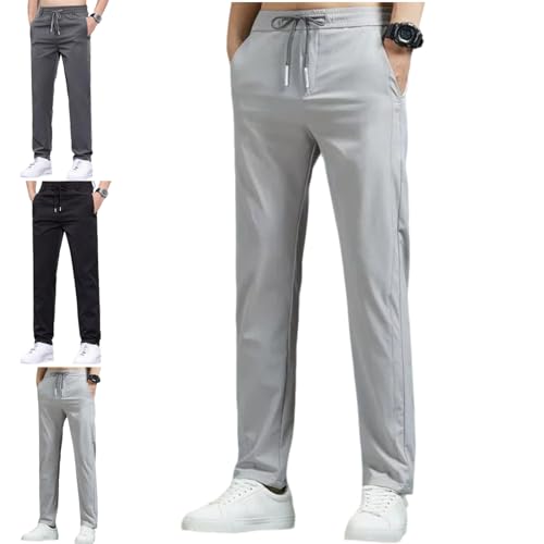 Ice Silk Pants for Men in Summera Mesh Panel Casual Pants, Mens Pants Quick Drying with Pockets Breathable