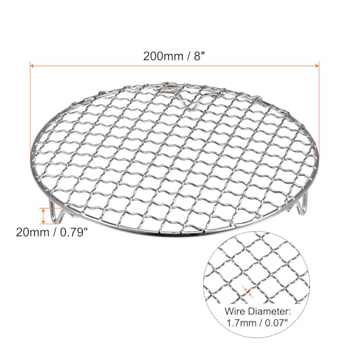 HARFINGTON Round Cooking Rack 8-inch 201 Stainless Steel Cross Wire Barbecue Grill Net with 20mm Legs for Cooking Baking Steaming BBQ