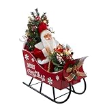 Kurt Adler 24-inch Battery Operated Musical LED Santa in Metal Sleigh Table Piece