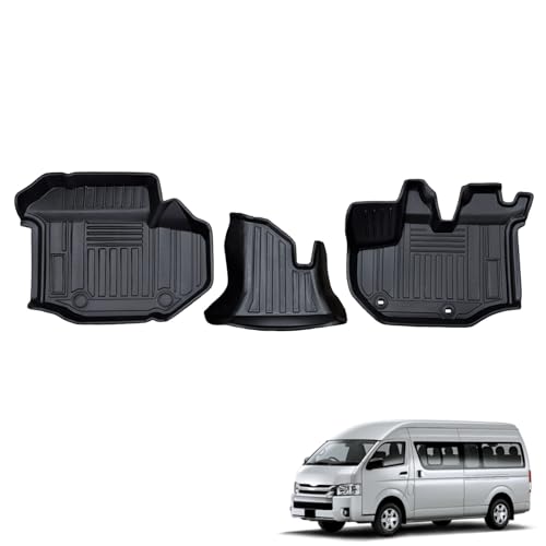200系 ハイエース 1型〜7型 ワイドボディ車 3D フロアマット 1列目 運転席 中央 助手席 3pcセット S-GL GL DX系 ハイーエス用 3Dマット 足元マット 水や汚れに強い TPE製 【FM081】